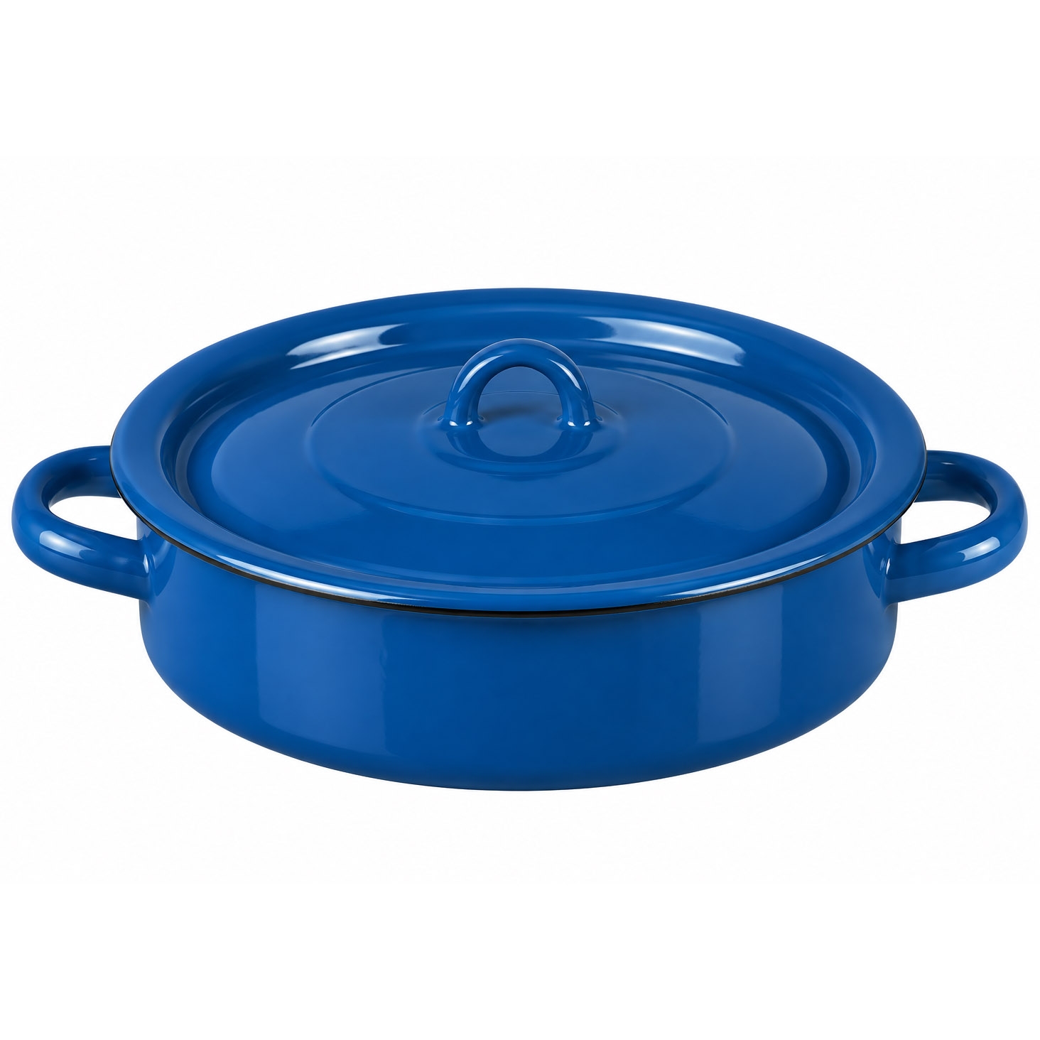 Emaillierter Topf-Sotejnik, Blau, zylindrisch, 6,3 L