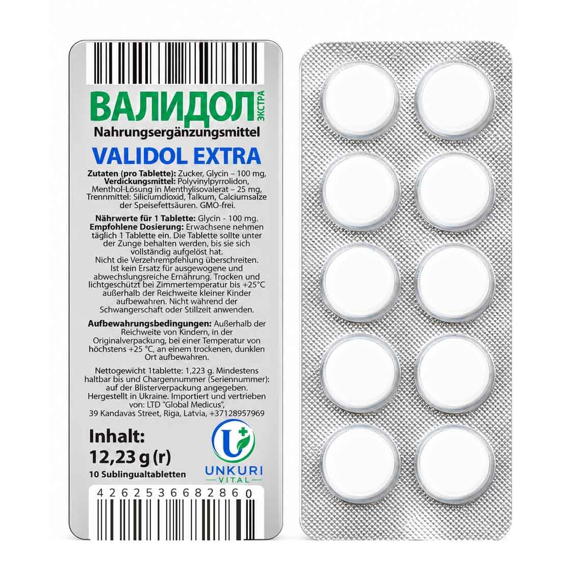 Unkuri Vital - "Validol Extra", 10 Sublingualtabletten (Blister)