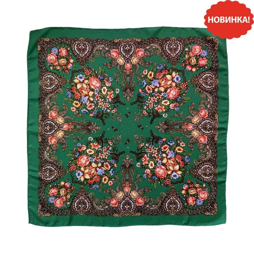Kopftuch "Volksmotive", grün, 70x70 cm
