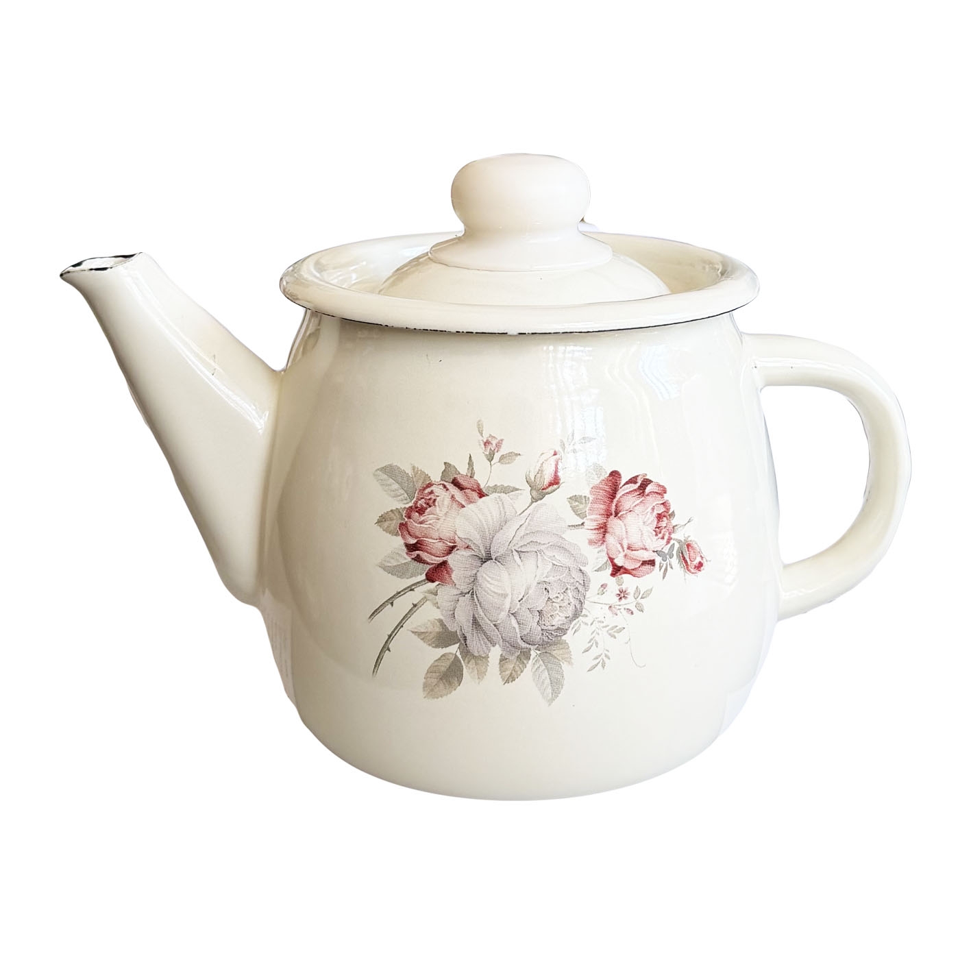 Teekanne, emailliert, 1,0 L "Rose"