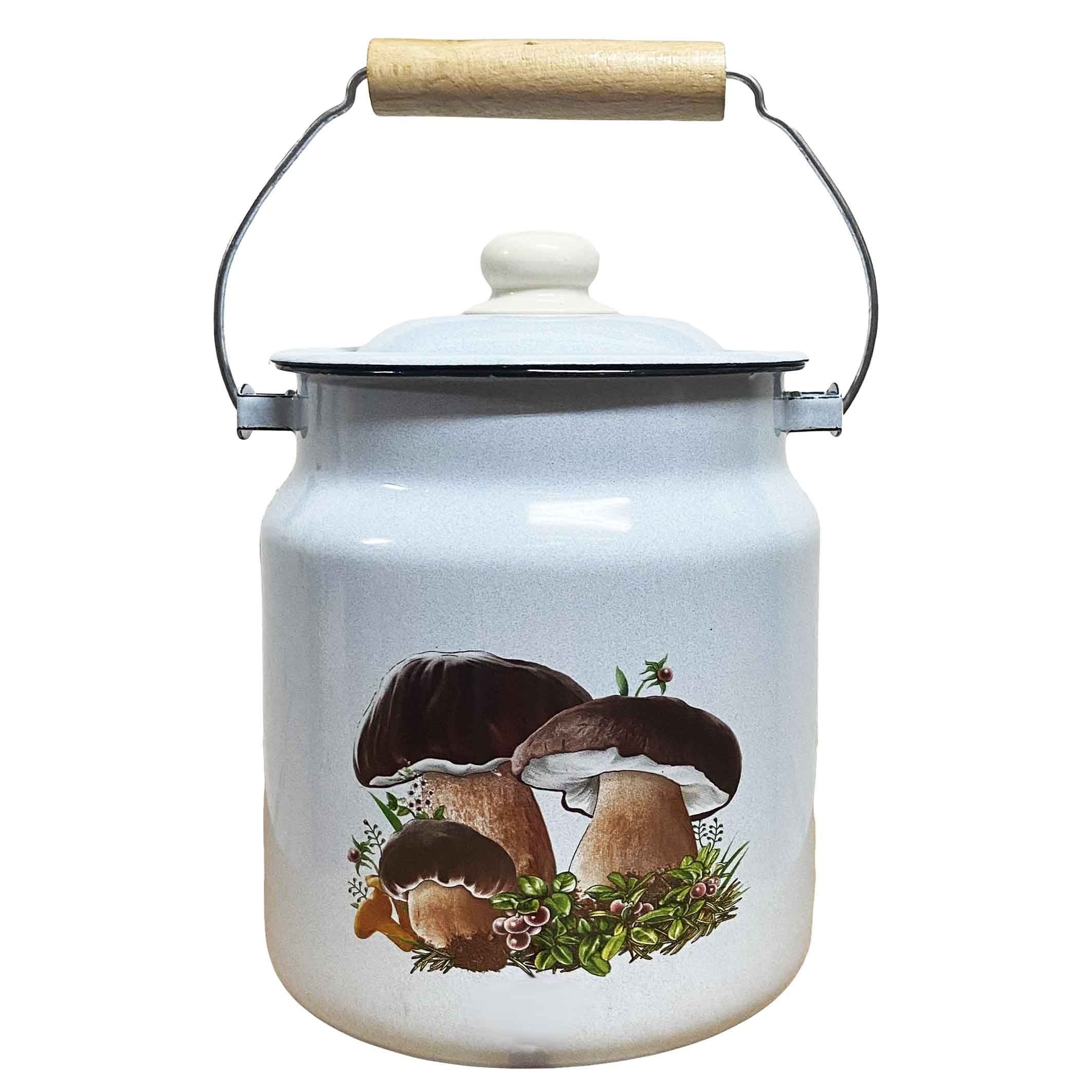Transportkanne, emailliert, 3,5 L "Pilze"