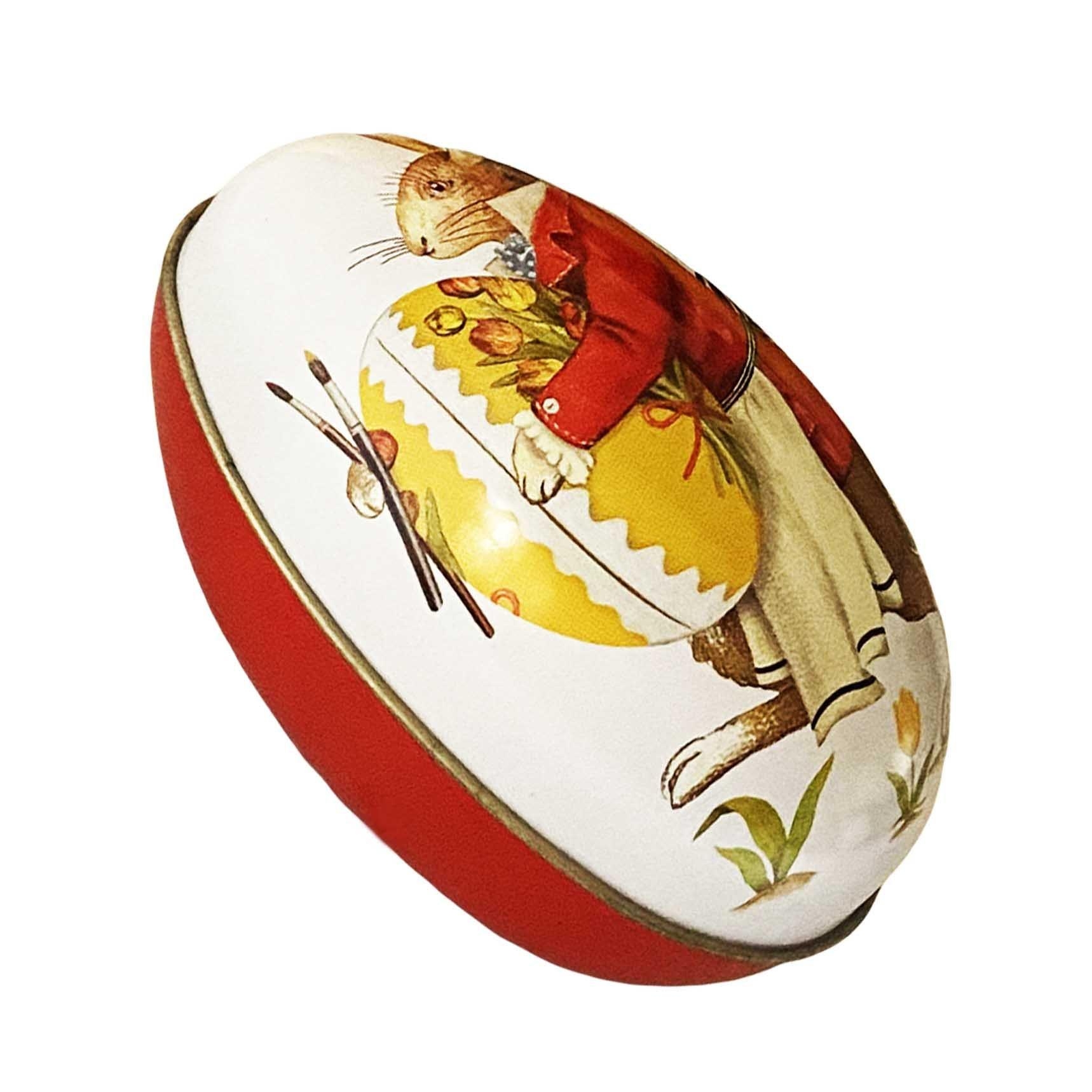 Ostereier-Schatulle "Oster Hase", aus Metall, rot, 11x6,5x7 cm