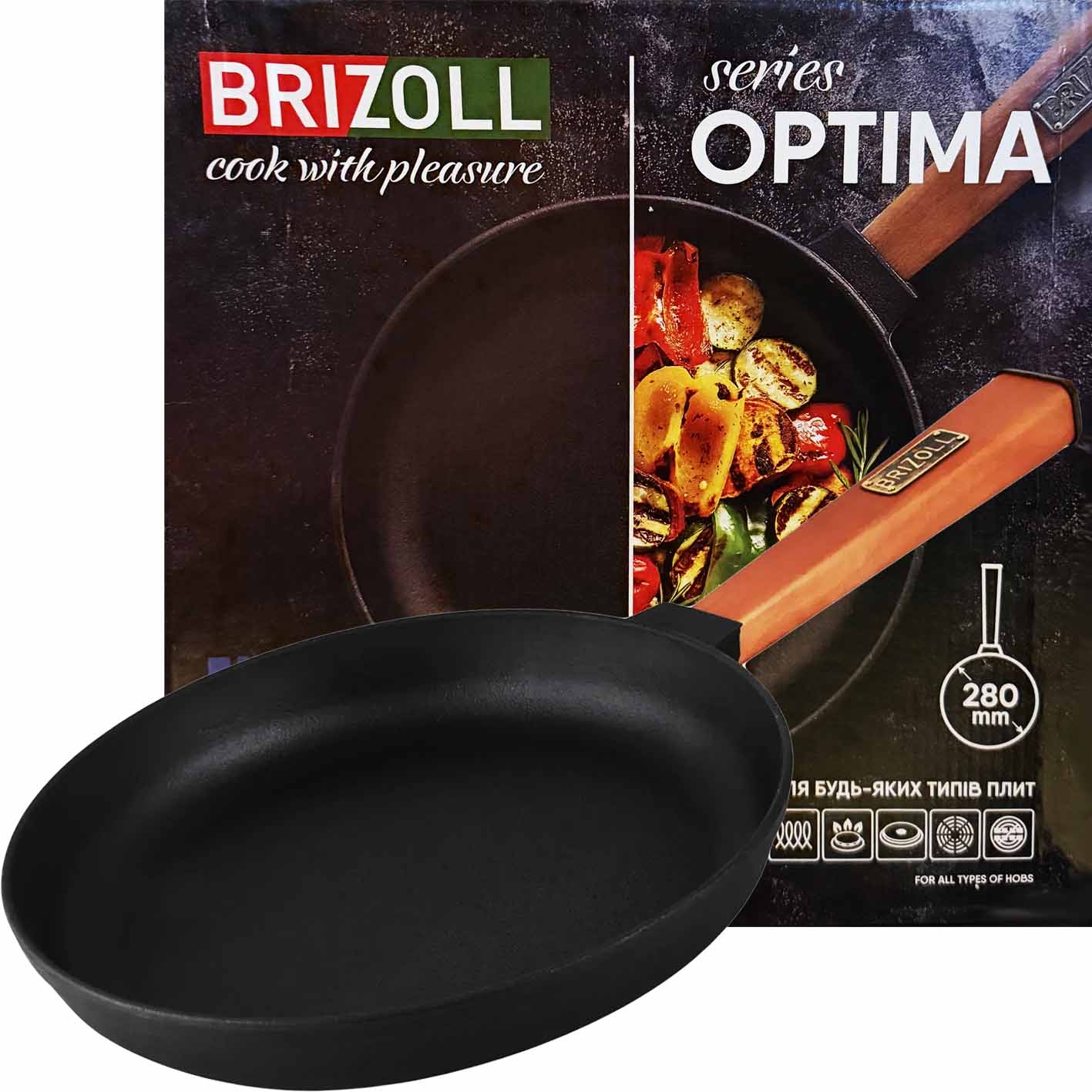 "Brizoll" Bratpfanne aus Gusseisen "Optima", ⌀ 28 cm, H-5,5 cm (O2840-P)