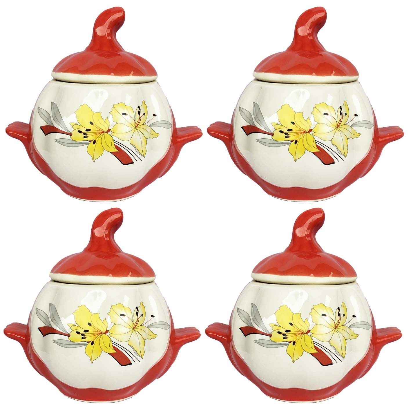 Горшочки для запекания "Лилии" с ручками, 750 мл., уп-ка 4 шт. (оранжевые)