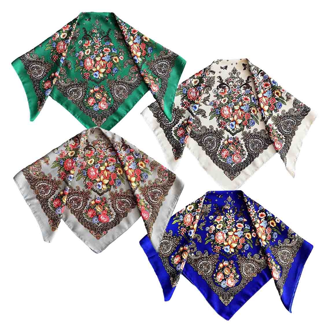 Kopftuch "Volksmotive", verschiedene Farben, 70x70 cm