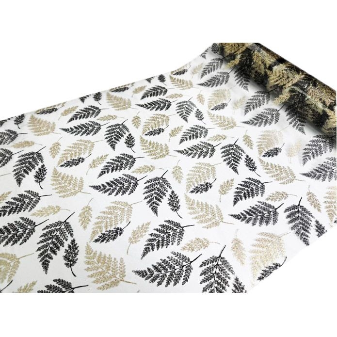 Tischdecke PVC "3D", 100cm/10m, Goldene und schwarze Blätter, (6057)