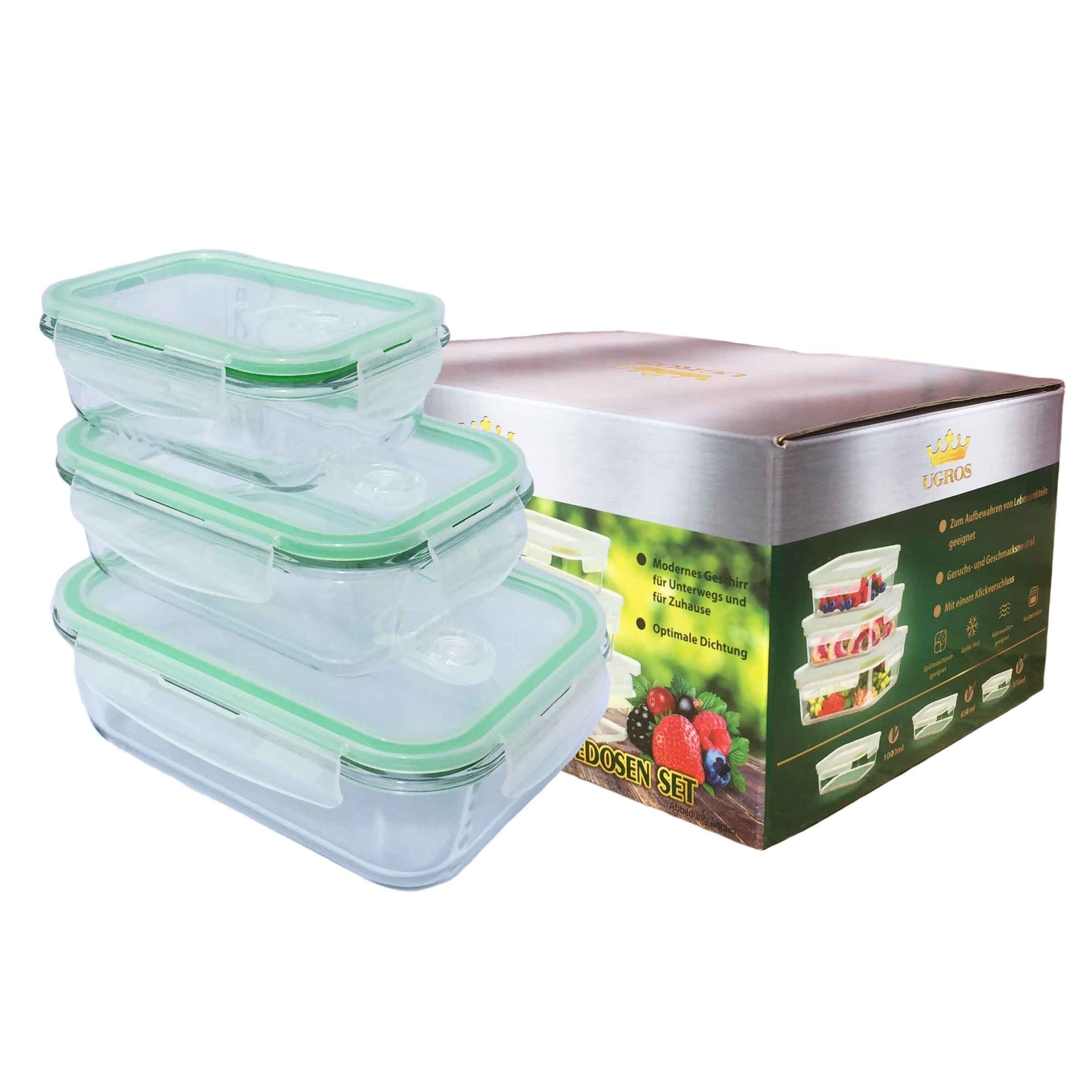 Frischhaltedosen-Set aus 3 St., glas, rechteckig