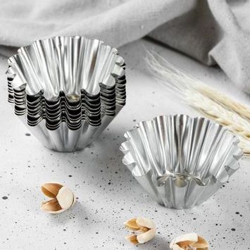 Форма для выпечки кексов, метал, диам. 8-9 см, (упаковка 10 шт.)