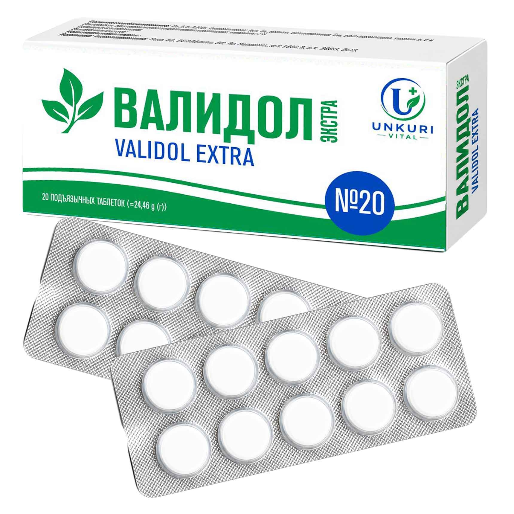 Unkuri Vital - "Validol Extra", 20 Sublingualtabletten