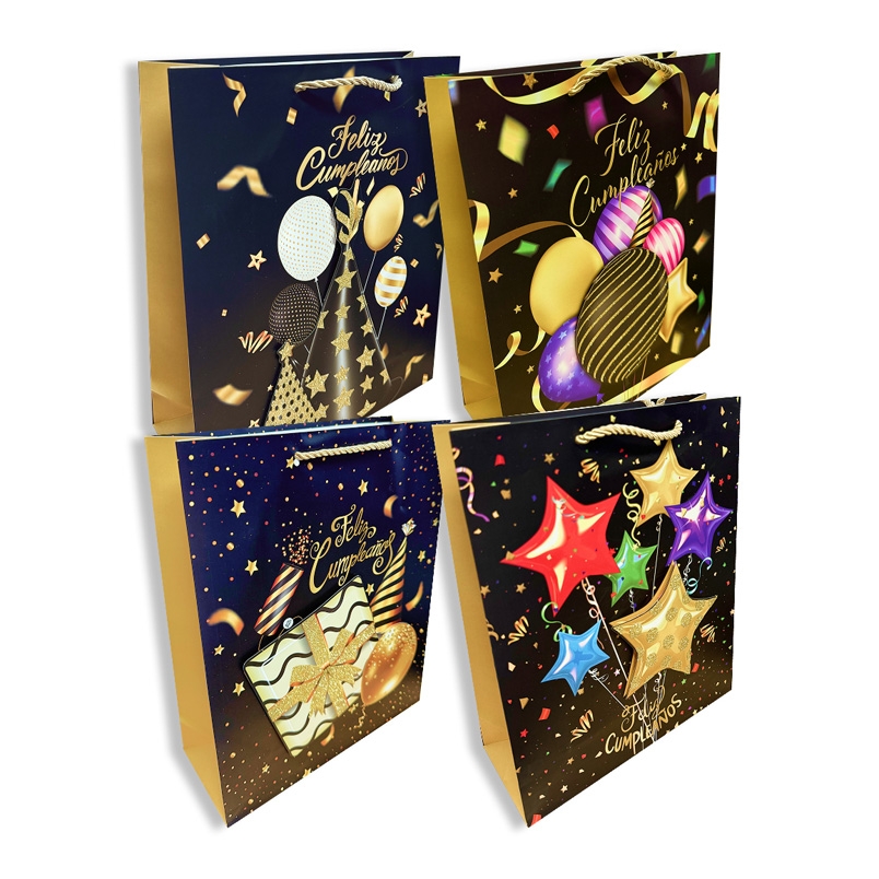 Geschenktasche-Set "Happy Birthday"3D, M, 31x22 cm