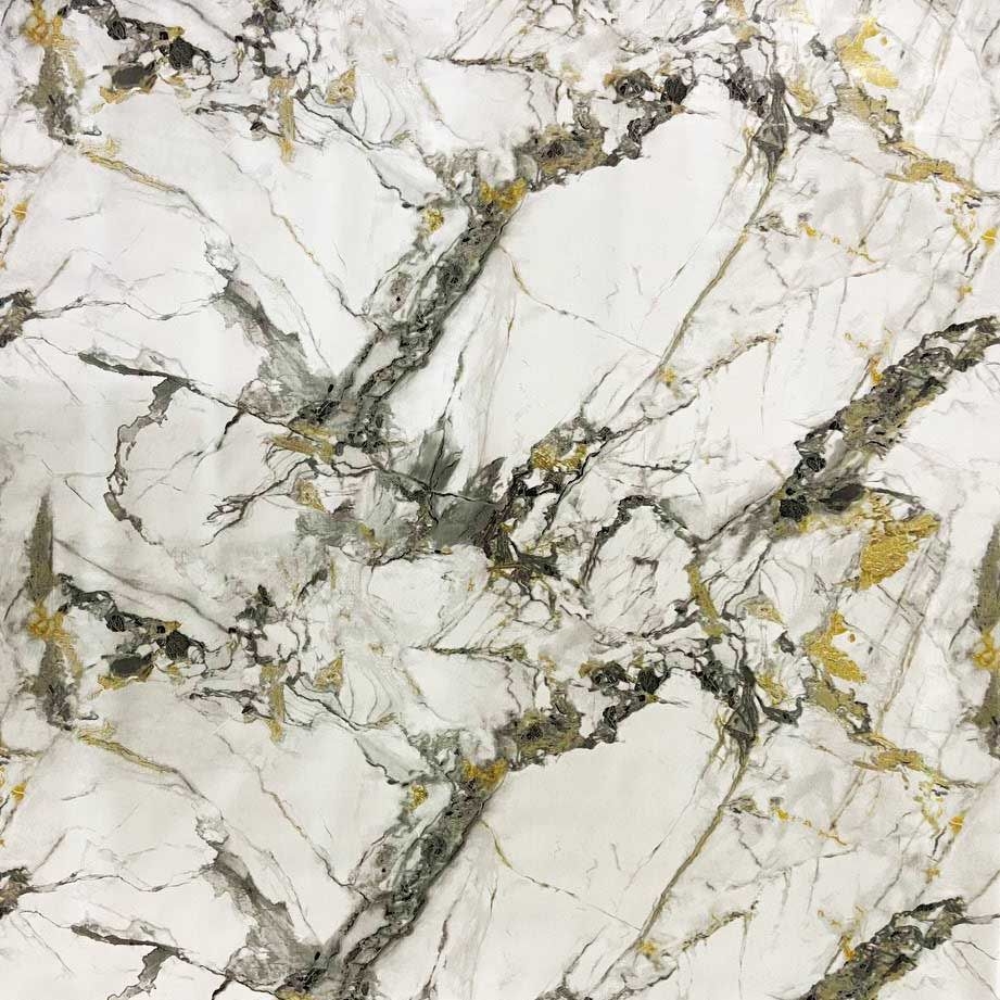 Tischdecke "Klassik", AS-897, Weißer Marmor mit Gold, 20x1,4 m