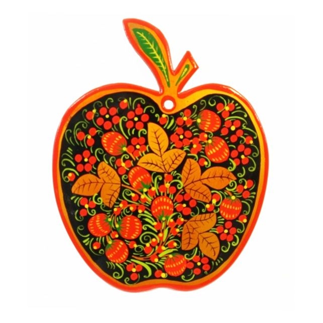 Deko-Schneidebrett "Hochloma" Apfel, 24 cm