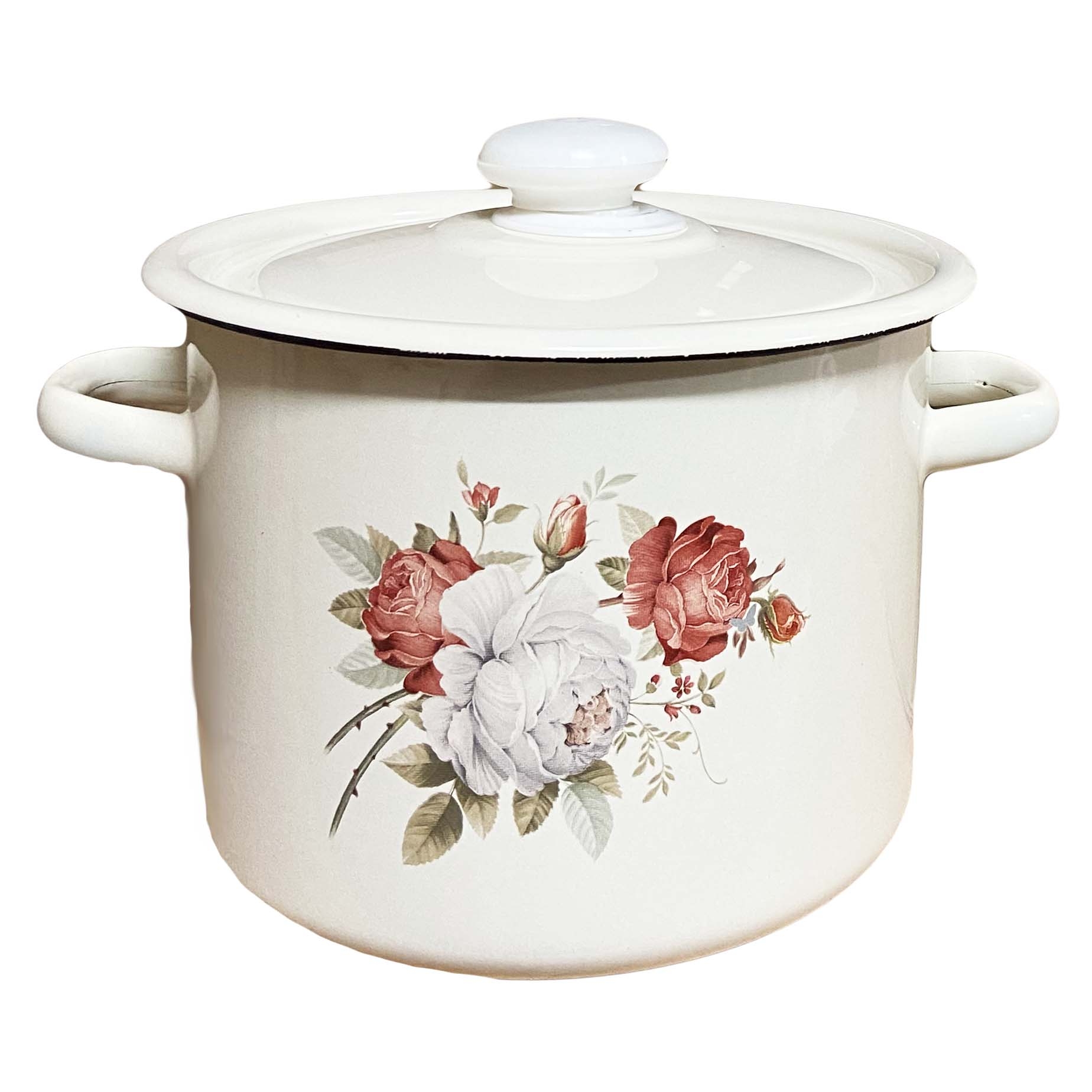 Topf, emailliert "Rose", 3,0 L, zylindrisch