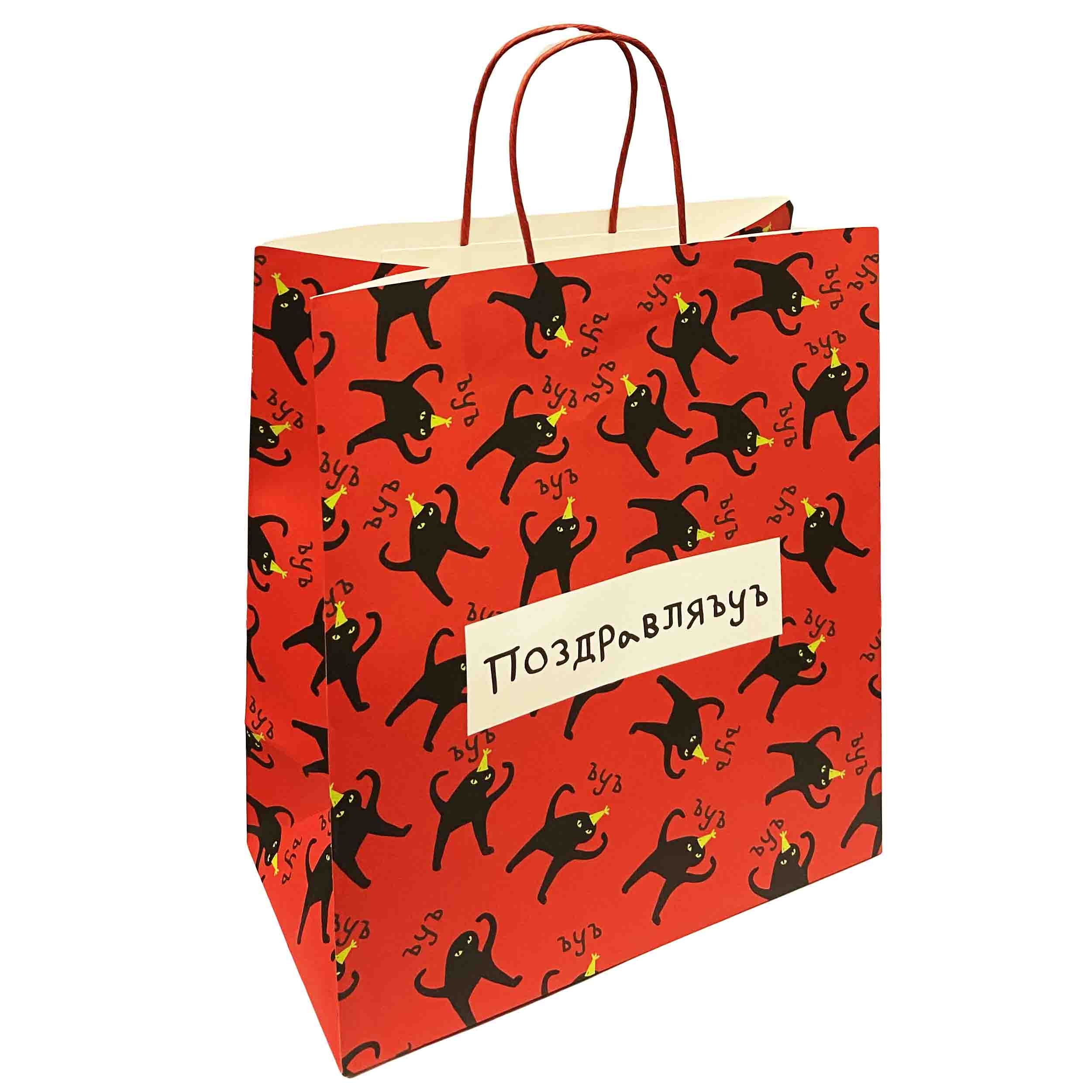Geschenktasche M3, "Поздравляъуъ", 32x28x15 cm