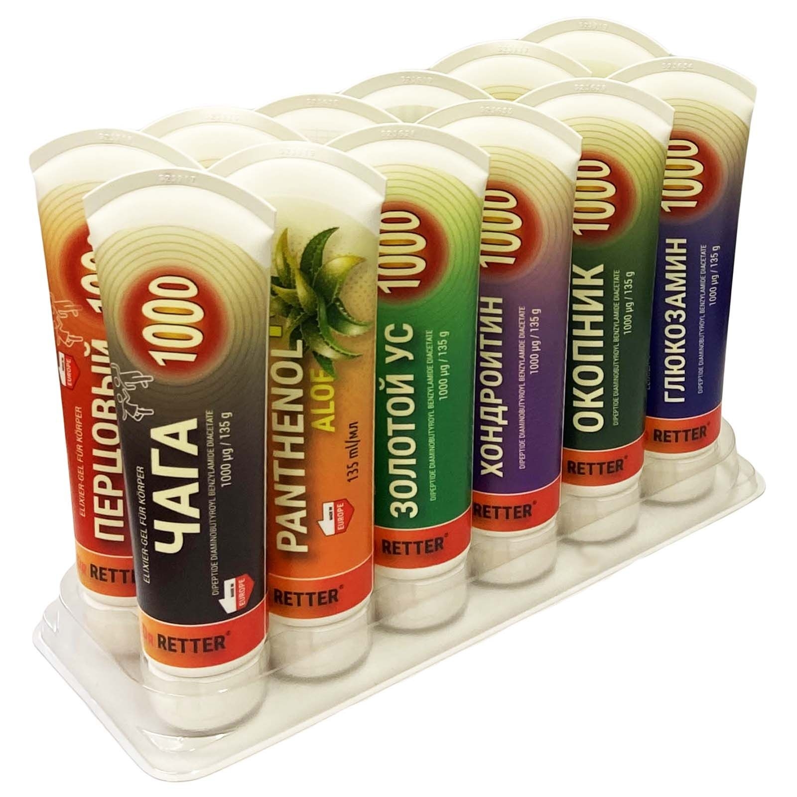Dr. Retter - Palette aus 12 St. "Serie 1000" Elixier-Gel für Körper"