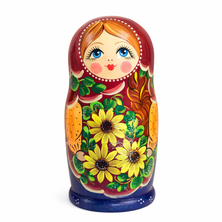 Матрёшка «Подсолнухи – Осенняя композиция», 22–23 см (7 мест)