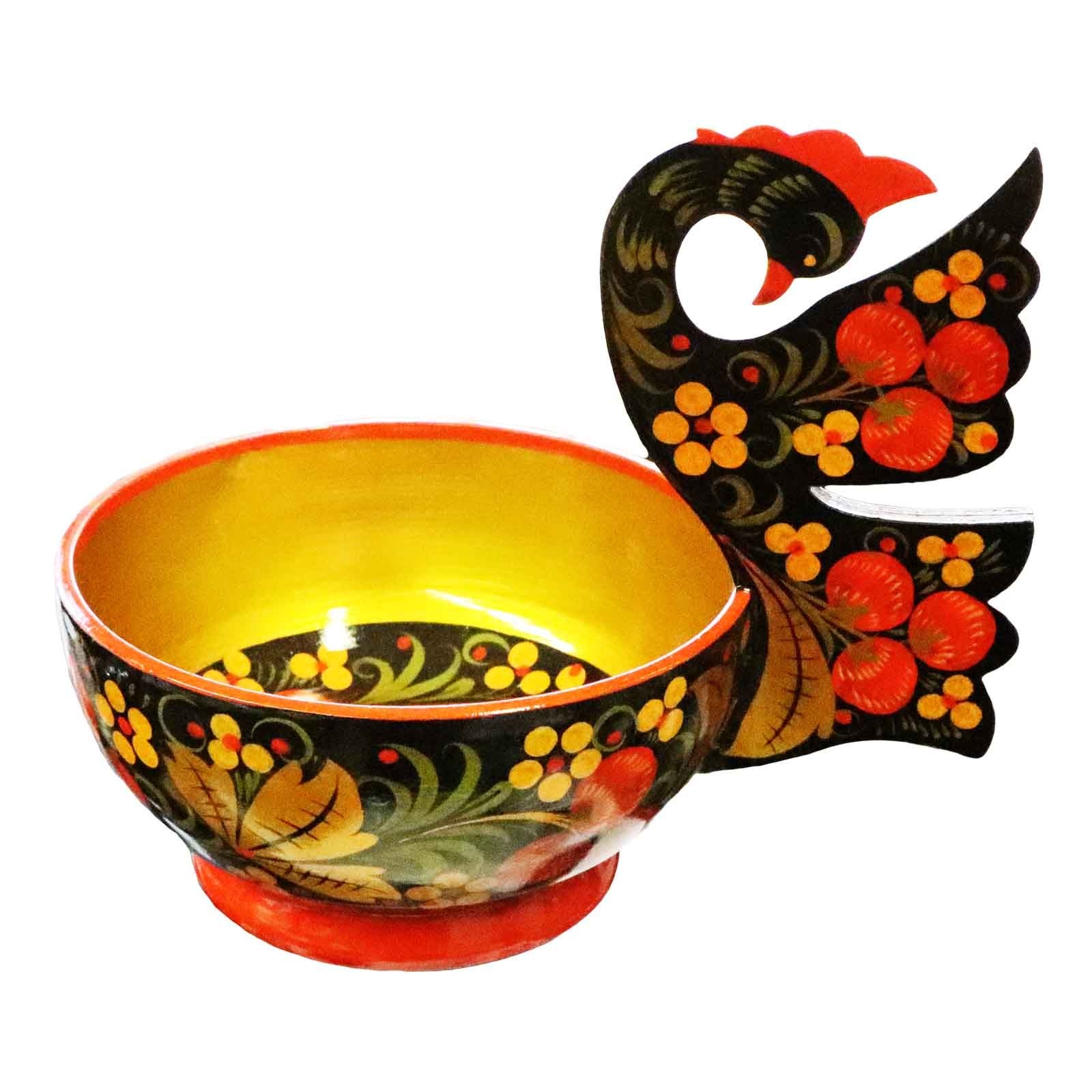 Deko-Holzschüssel "Hochloma", "Zhar Ptitsa" ∅ 14