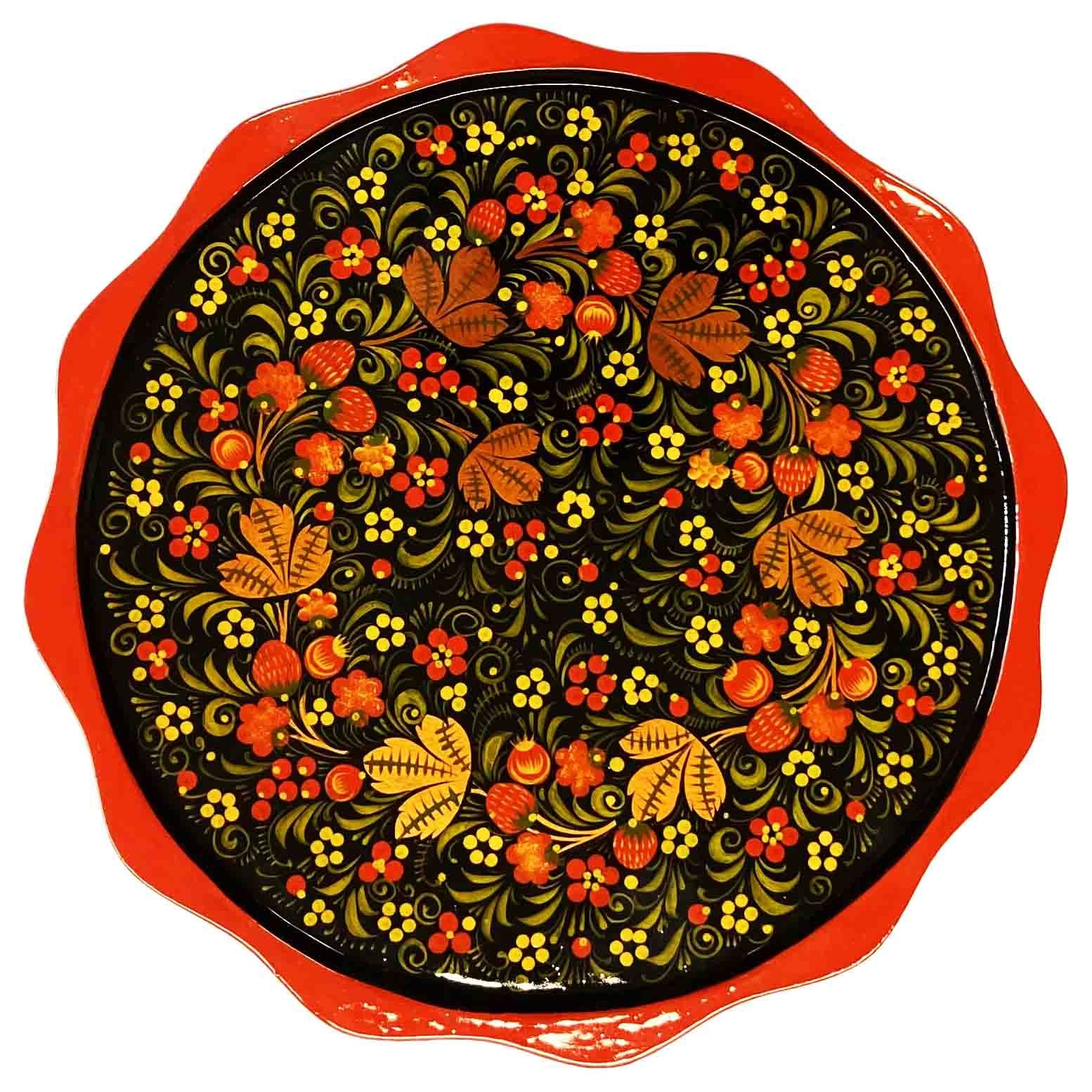 Deko-Holztablett "Hochloma", D 40cm