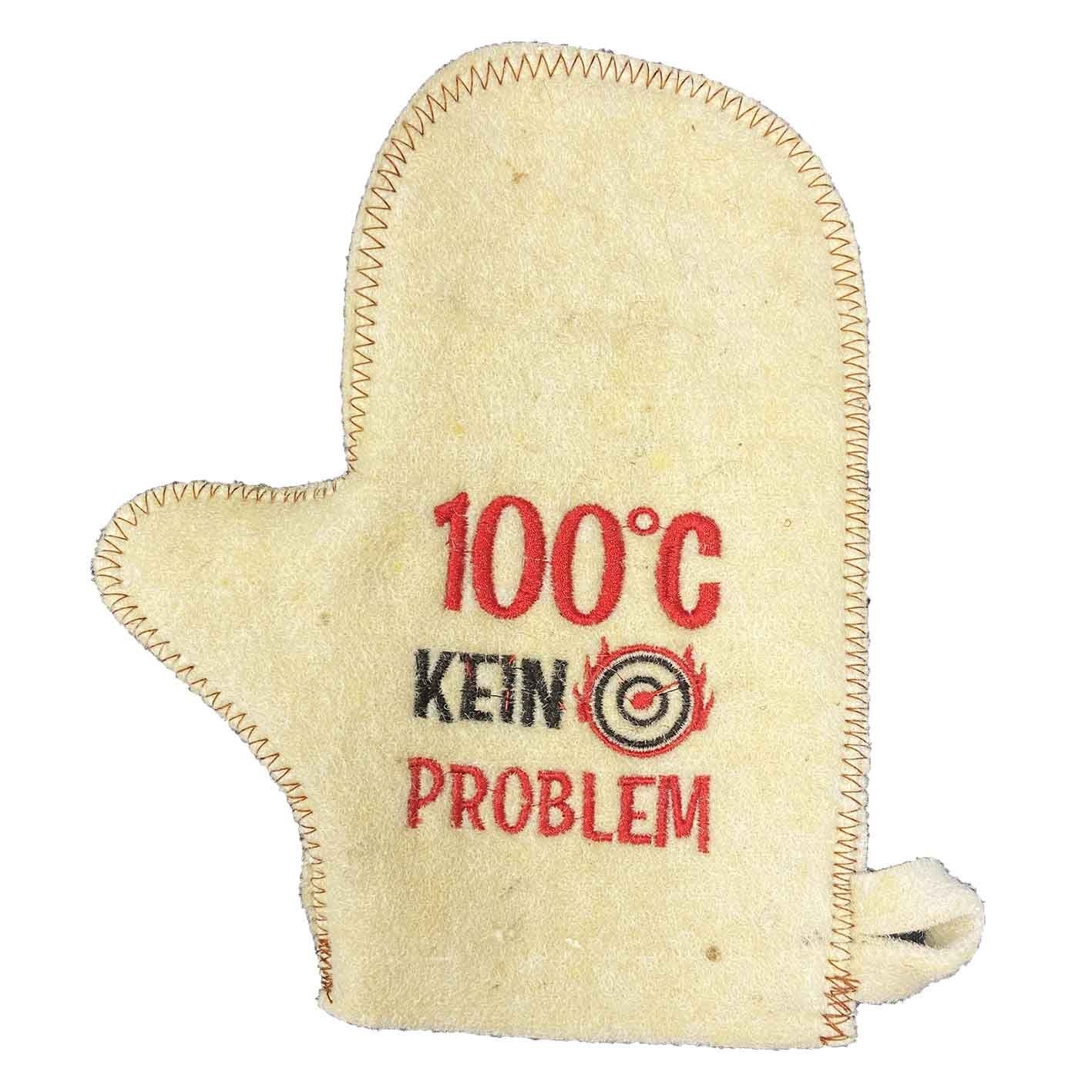 Filzhandschuhe für Sauna "100% kein Problem"