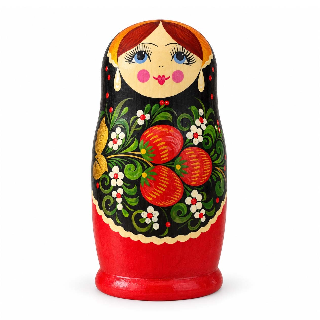 Матрёшка "Народная роспись - "Красная с 3 клубничками", 17-18 см (5 мест)