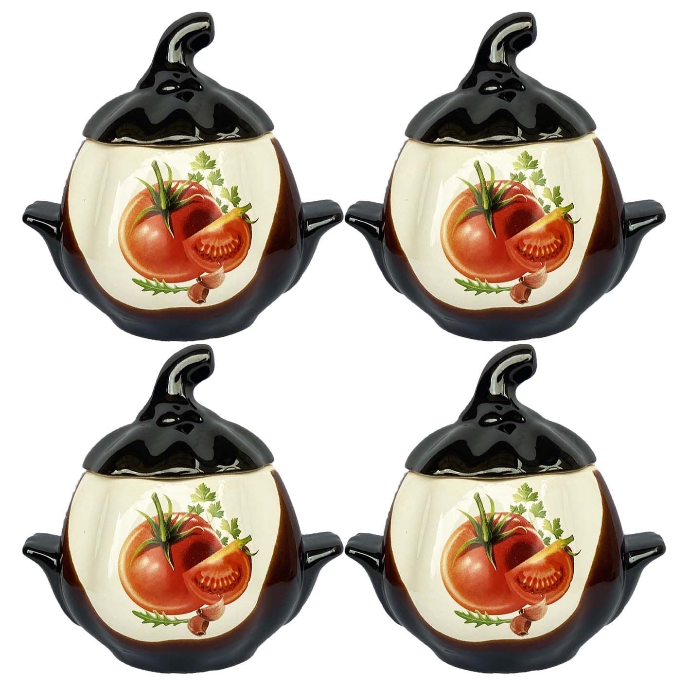Keramiktopf "Tomaten" mit Griffen, 750 ml, Set aus 4 St.