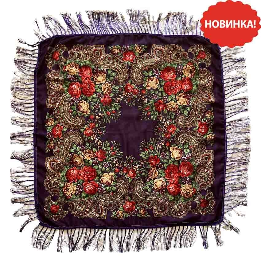 Kopftuch "Volksmotive", lila, 110x110 cm