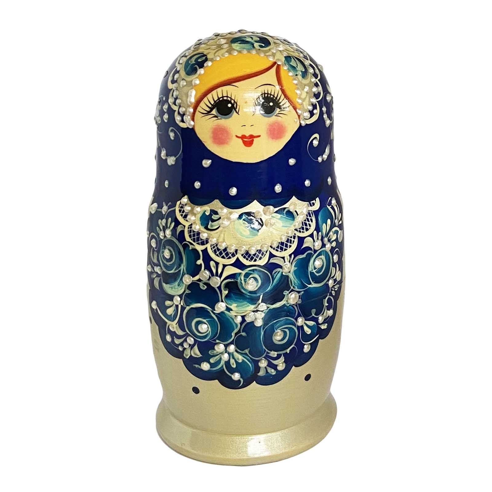Matröschka "Volksmalerei - "Gjhel mit Perlen", 17-18 cm (5 Figuren)