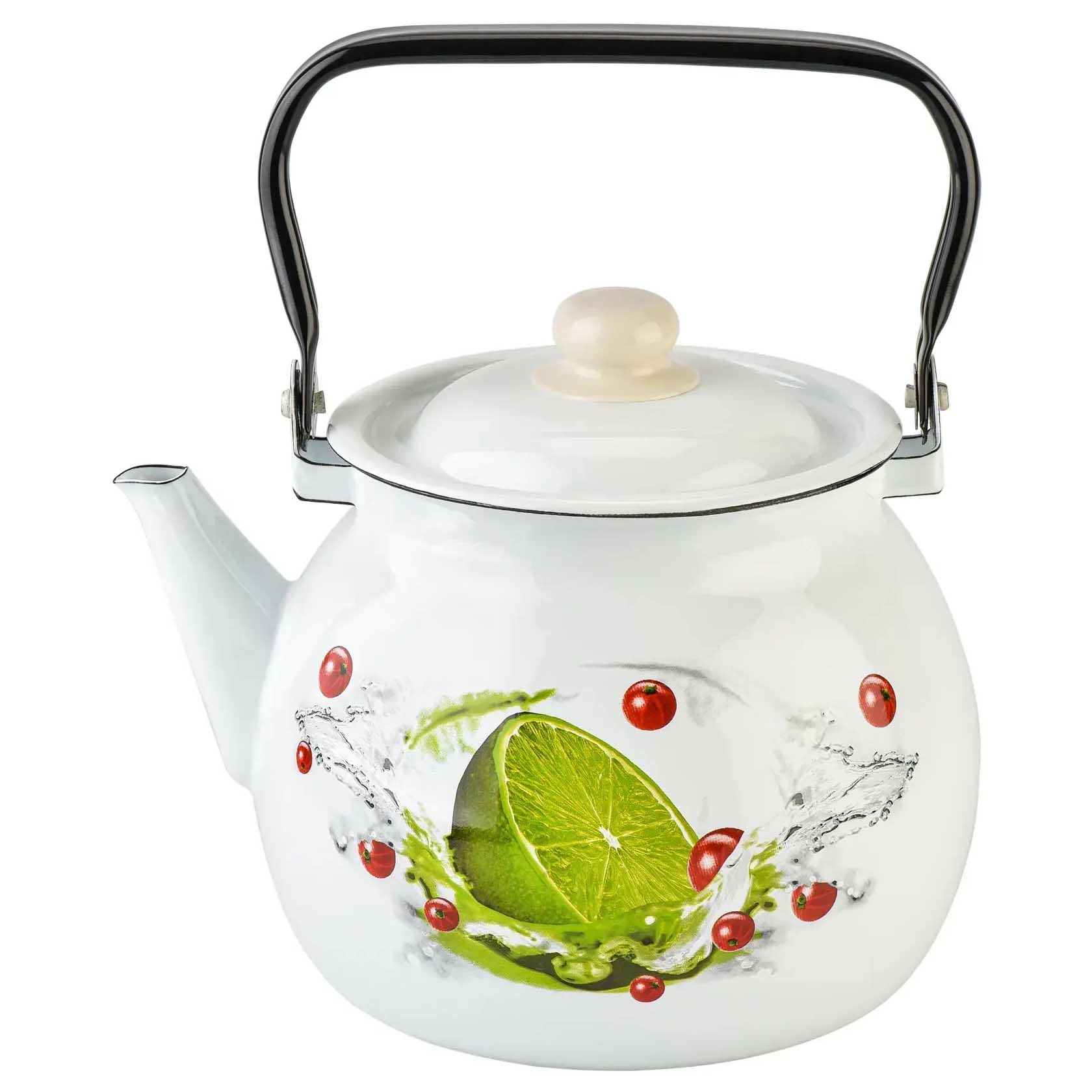 Teekanne, emailliert, 3,5 L "Limette", sphärisch