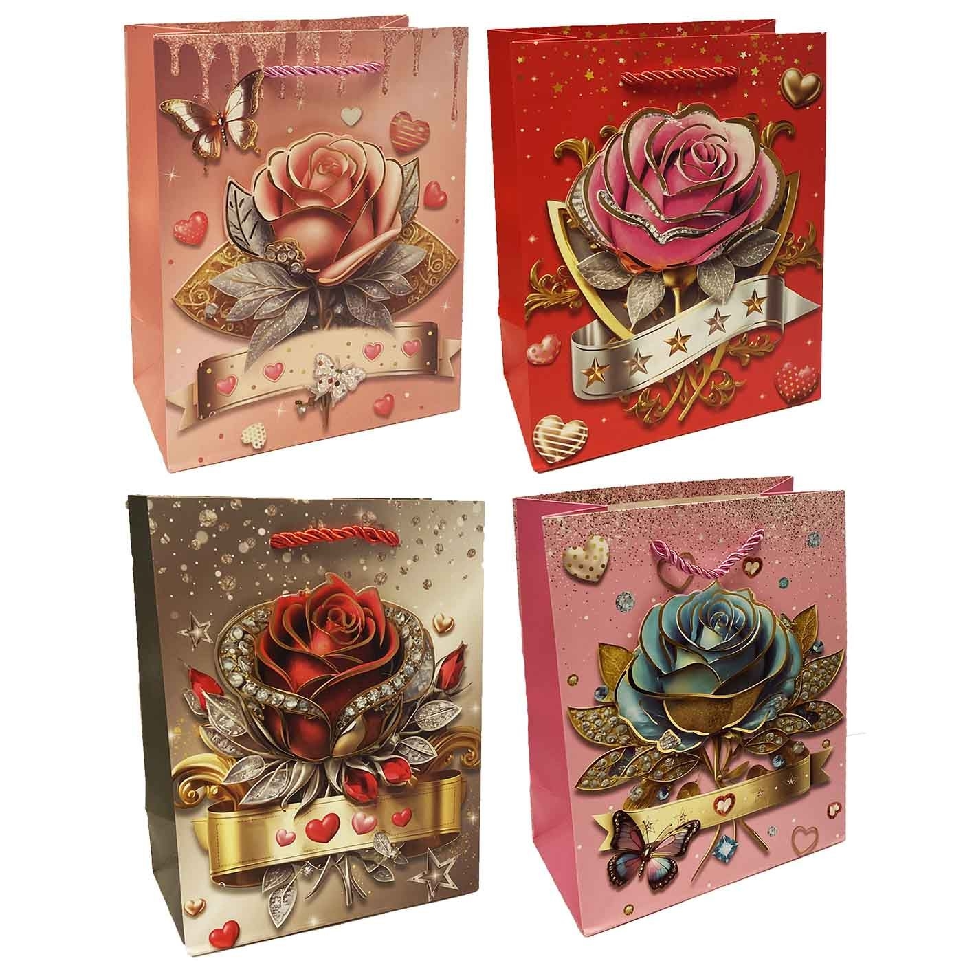 Geschenktasche-Set "Rosen" M, 22x31 cm