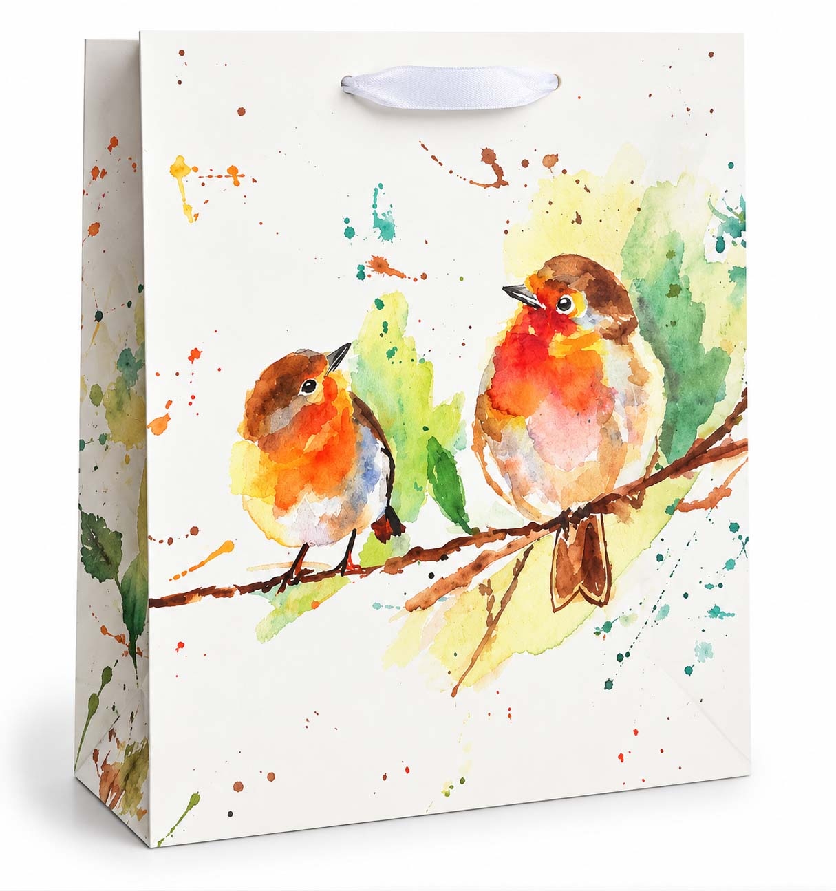 Набор новогодних пакетов 3 шт., М, (олени и птички), 26x30 cм