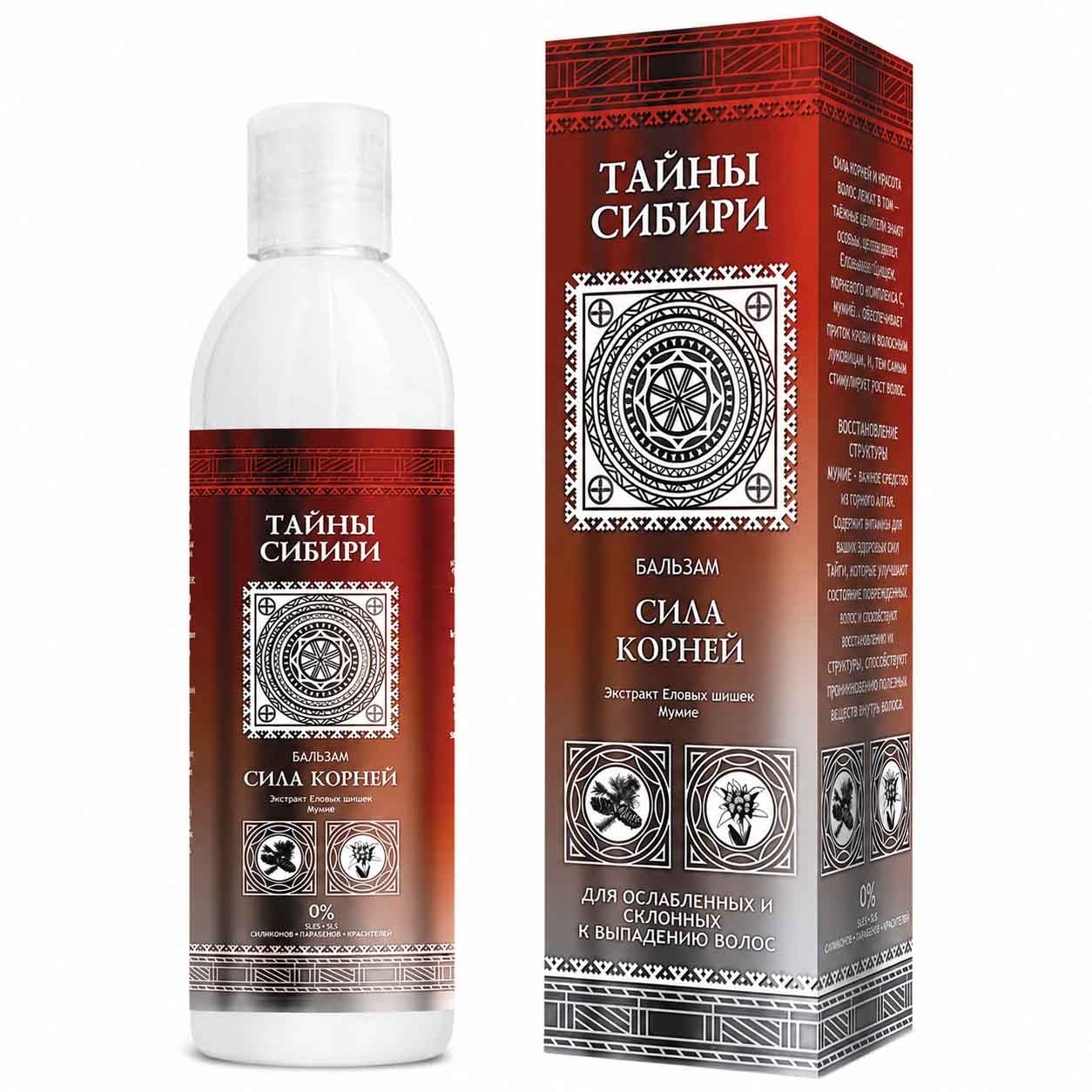 "Tajny Sibiry" Haarbalsam "Wurzelkraft" für geschwächtes und zu Haarausfall neigendes Haarе, 300 ml