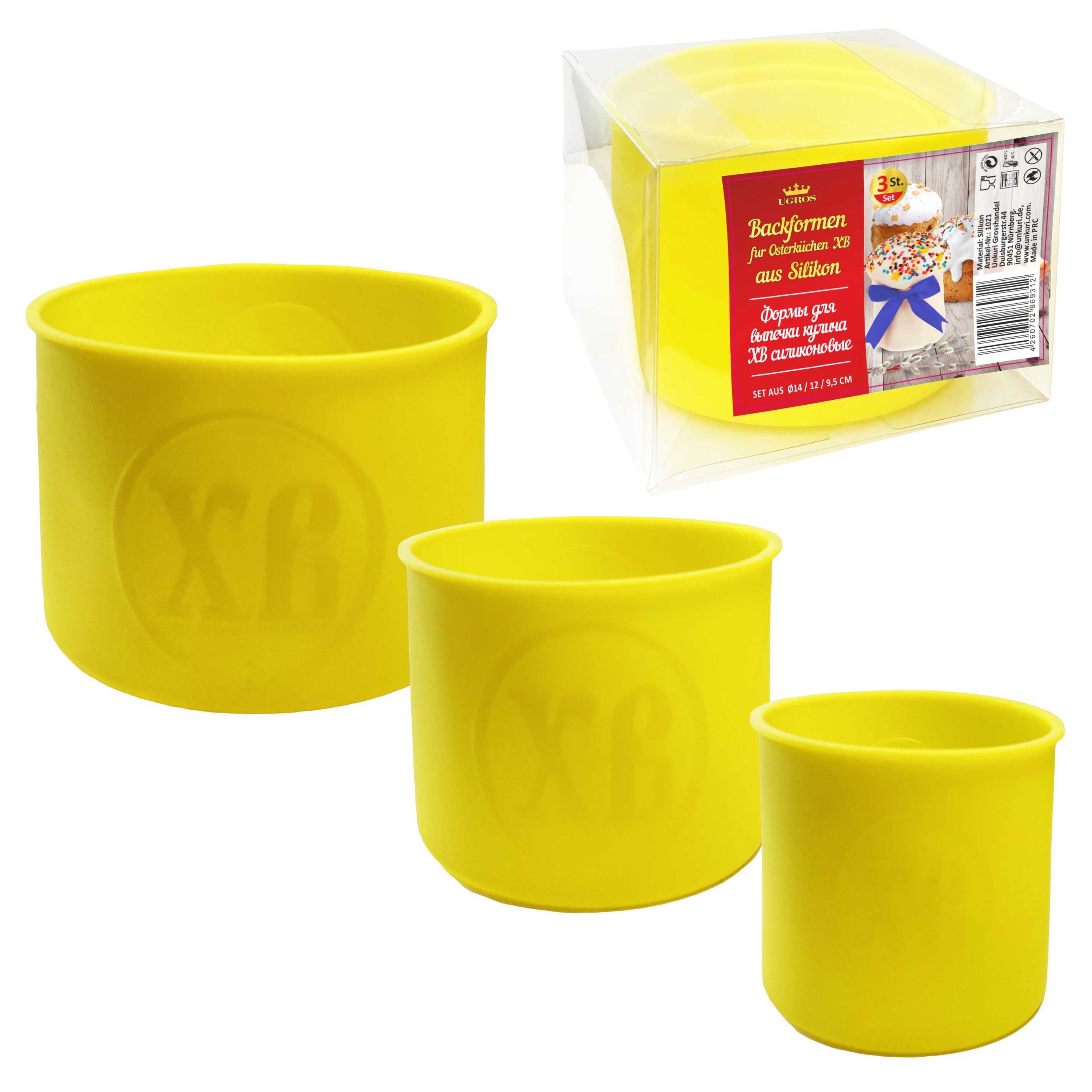 Backformen "XB" Set aus Silikon, 3 St. Ø 14/12/9,5 cm, Gelb