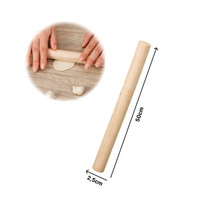 Nudelholz ohne Griffe, 50x2,5 cm
