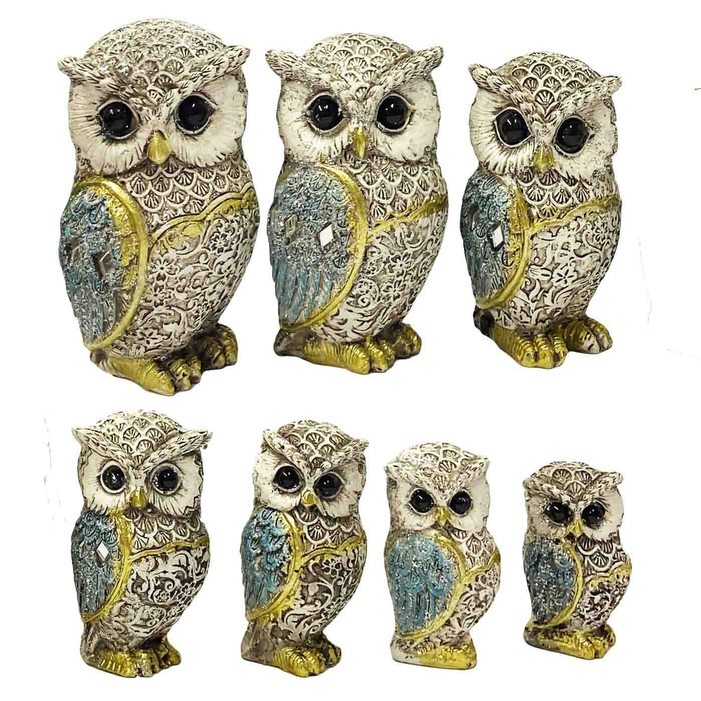 Keramikfiguren-Set "7 Eulen", 10-5,5 cm