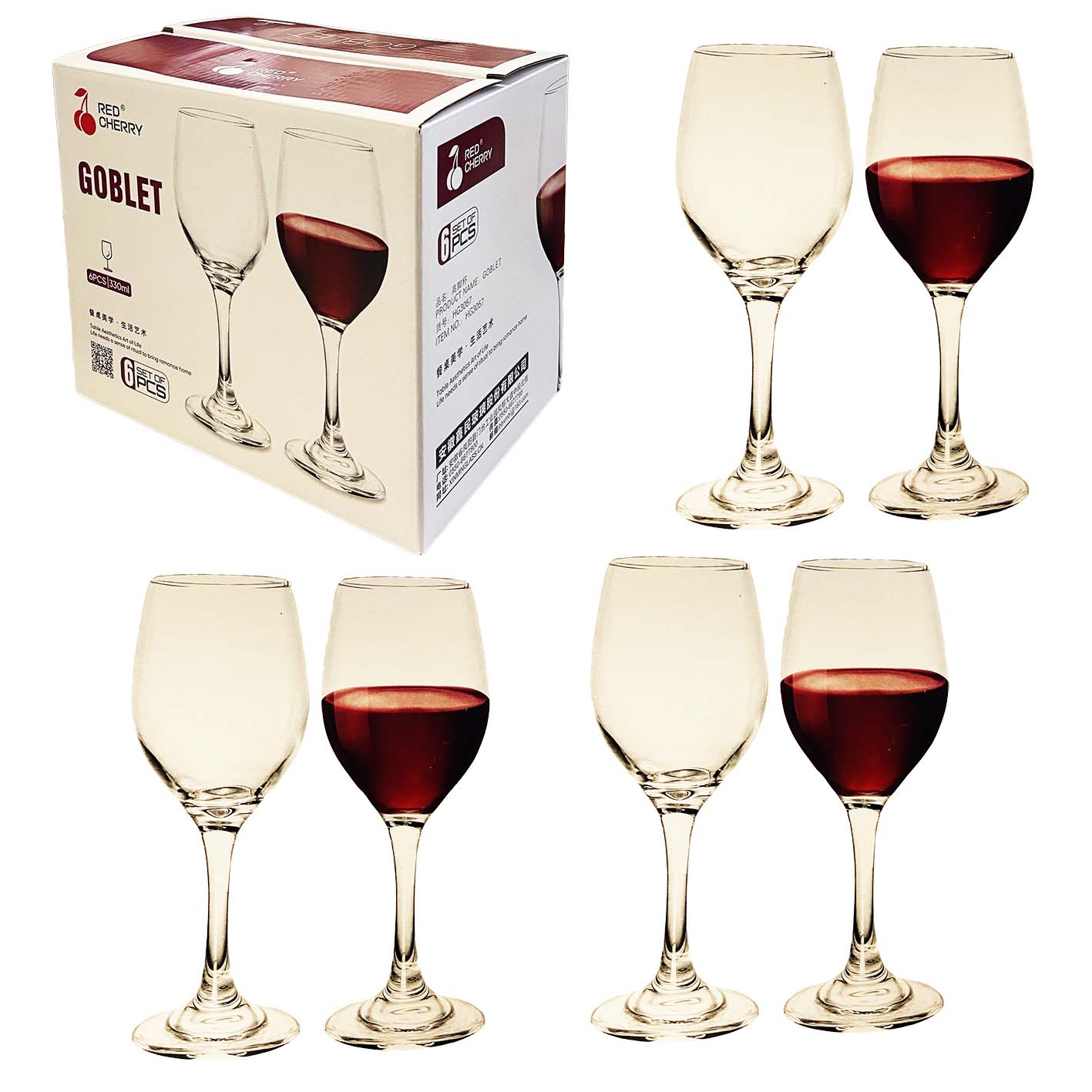 Set aus 6 Gläsern, "Weingläser Goblet", 330 ml (HG3057)