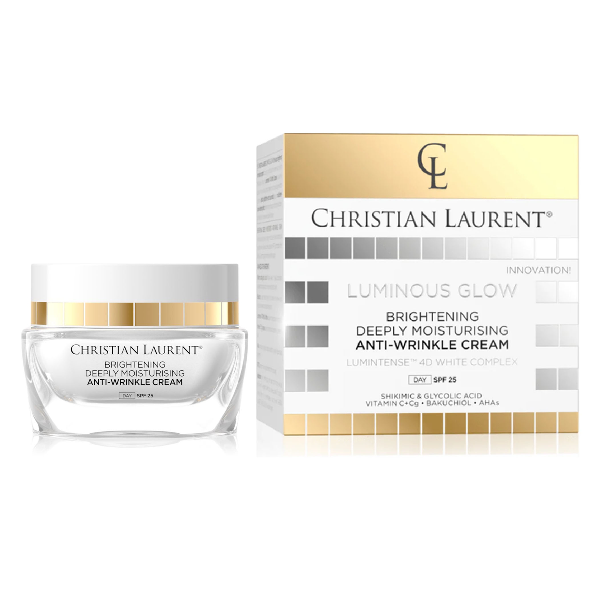 Christian Laurent, Luminos Glow Aufhellende tief feuchtigkeitsspendende Anti-Aging-Creme mit LSF25, 50 ml