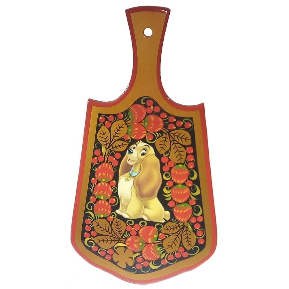 Deko-Scheidebrett "Hochloma" mit Welpe, 36 cm