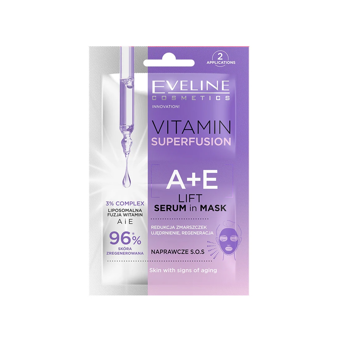 Eveline - Nährende Gesichtsmaske mit Serum, Vitamin A + E, 2 x 5 ml