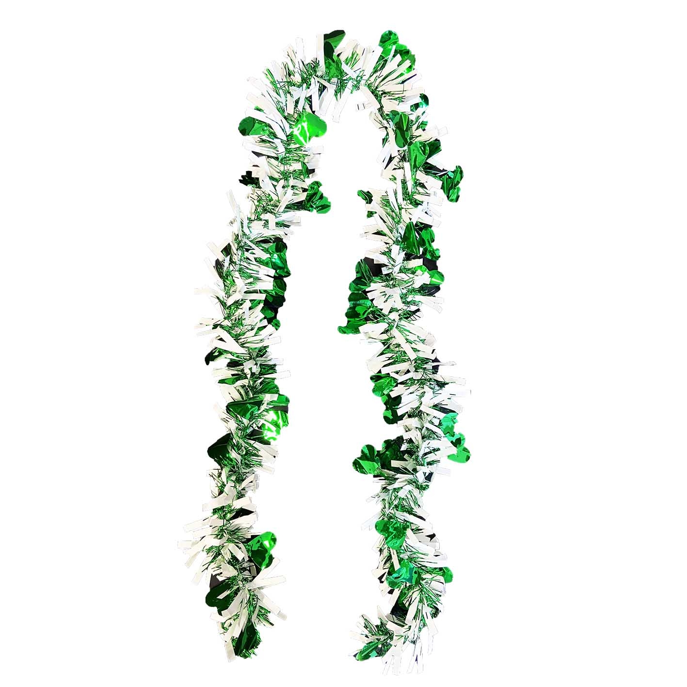 Tannenbaum-Lametta, Grün-Weiß mit Herzen, Ø 9х150 cm