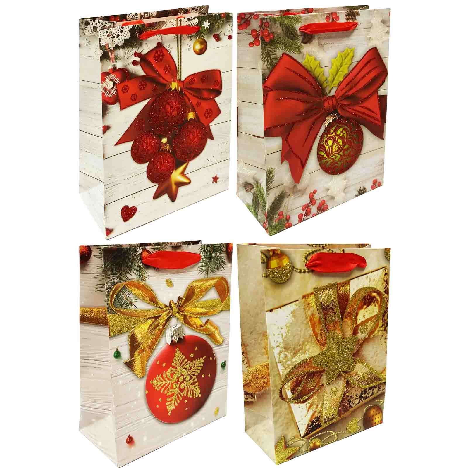 Набор подарочных сумок, S, 23x18 см, "Новогодние шары с бантом"