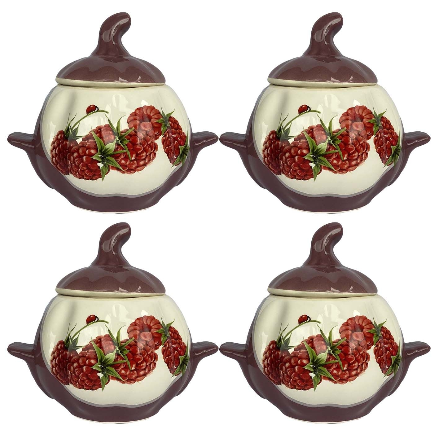 Keramiktopf "Himbeern" mit Griffen, 750 ml, Set aus 4 St. (Lila)