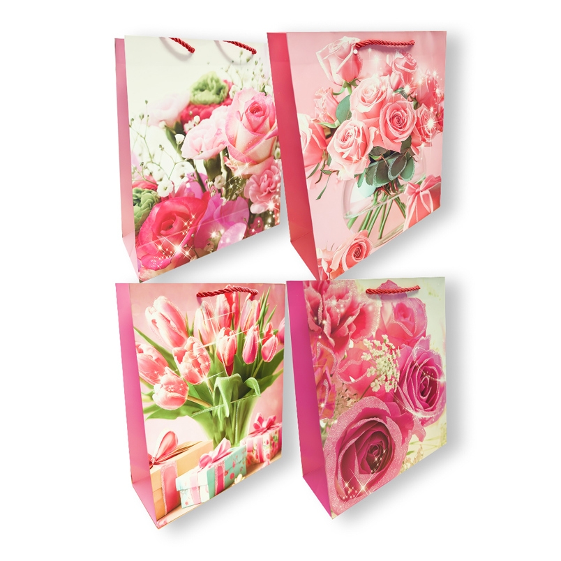 Geschenktasche-Set "Rose"3D, M, 31x22 cm