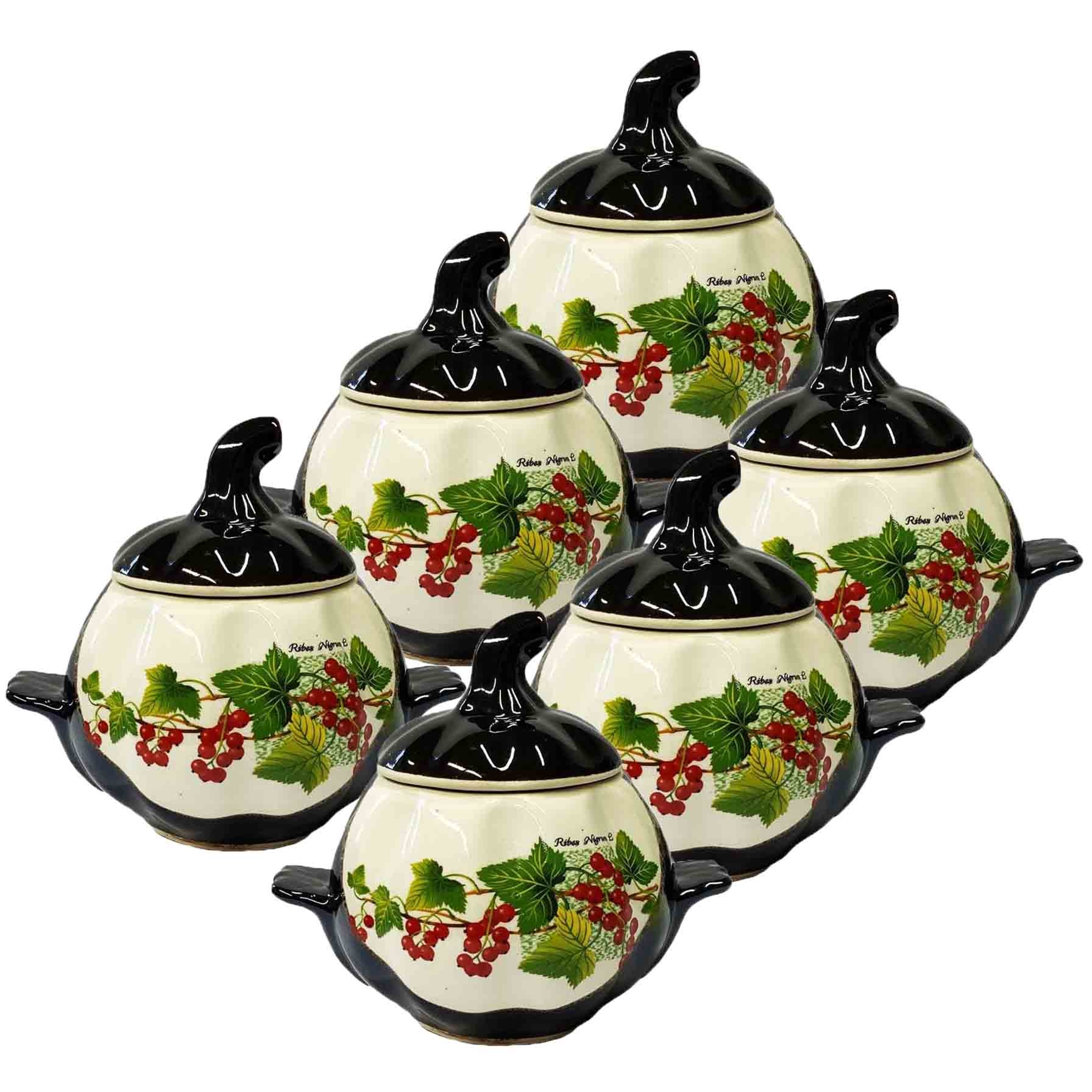 Keramiktopf "Johannisbeere" mit Griffen, 750 ml, Set aus 6 St.