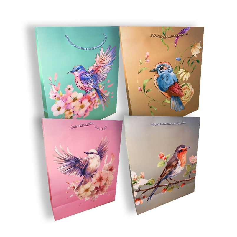 Geschenktasche-Set "Vögelchen", M, 31x22 cm