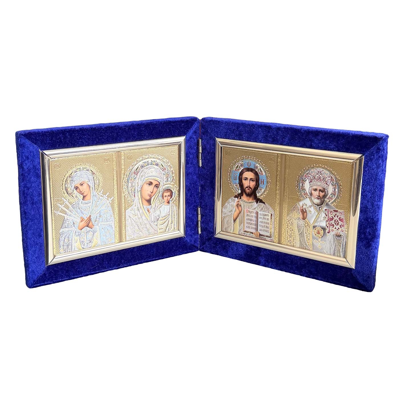 Ikone 2-fach, Samt, Faltbar, 4-Lika, 9x30cm