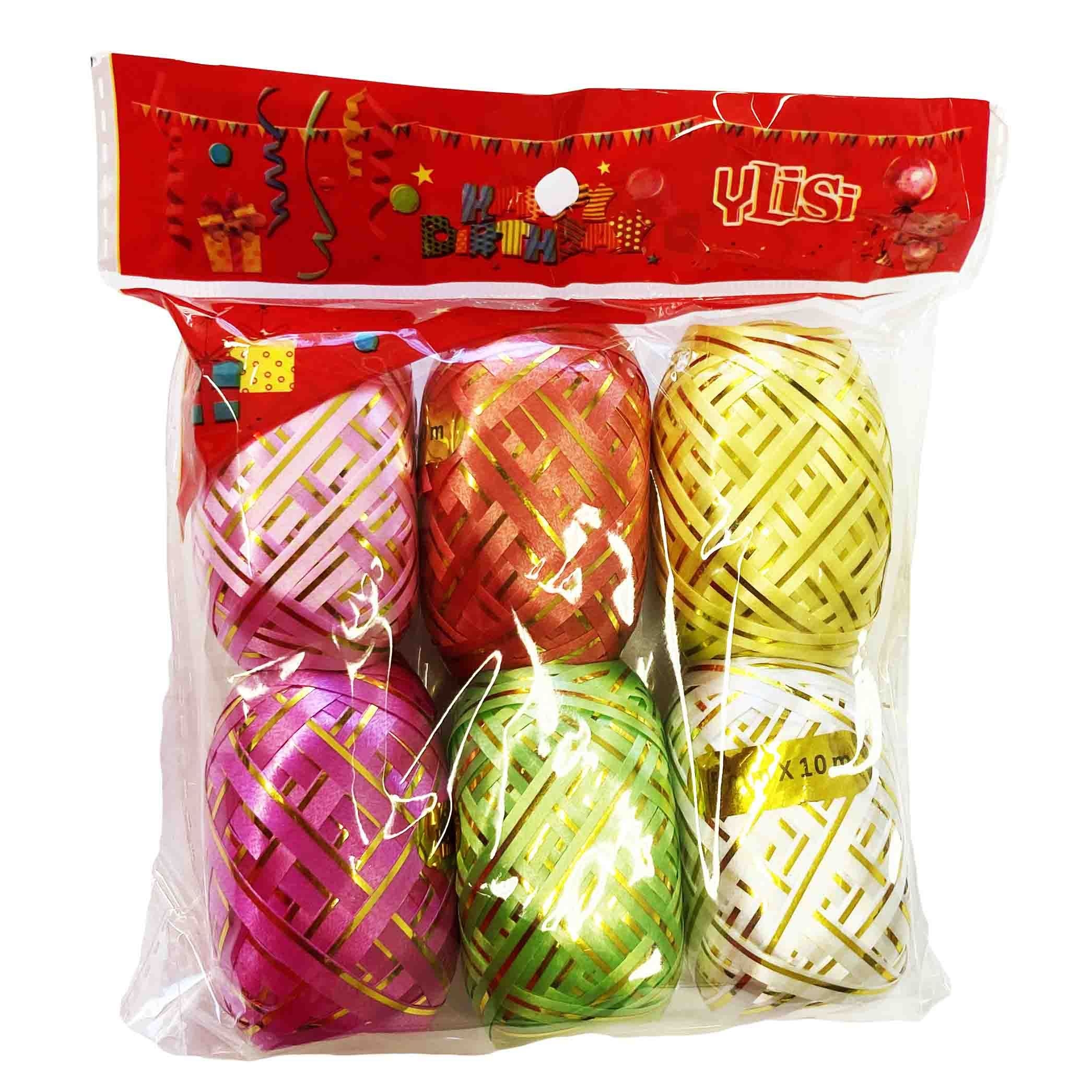 Geschenkband-Set, "Mit Gold" 6 Spulen. verschiedene Farben (5 mm x 10 m)