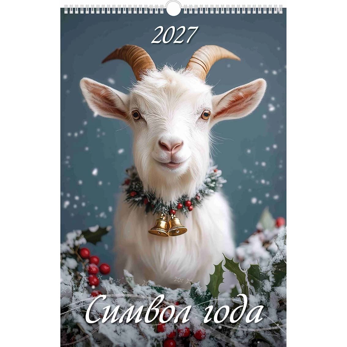 Wandkalender 2027, 32x48 cm - "Symbol des Jahres Ziege, Typ 2"