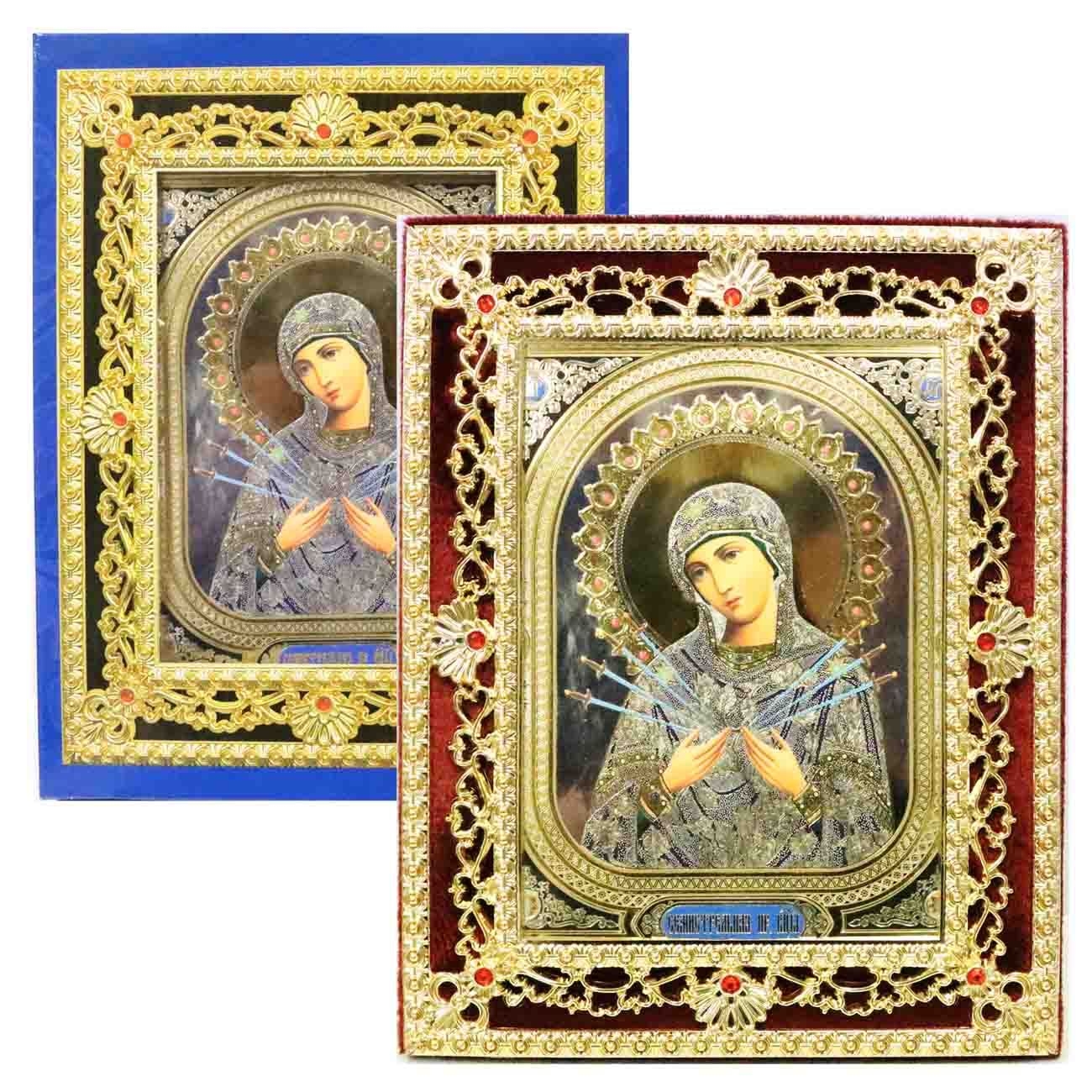 Икона в бархате, в футляре, Умиление злых сердец, 12х18см