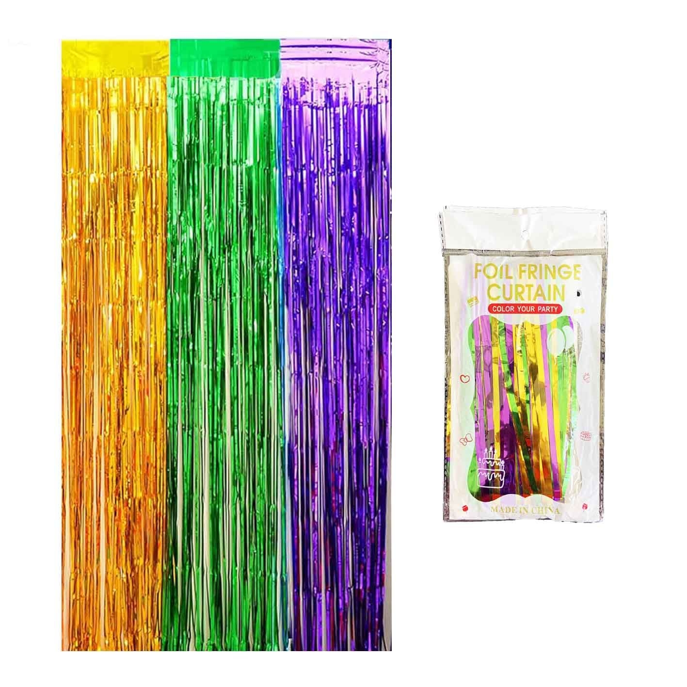 Lametta Girlande, "Türvorhang 3-Farben" (Gold, grün, lila), 100 x 200 cm