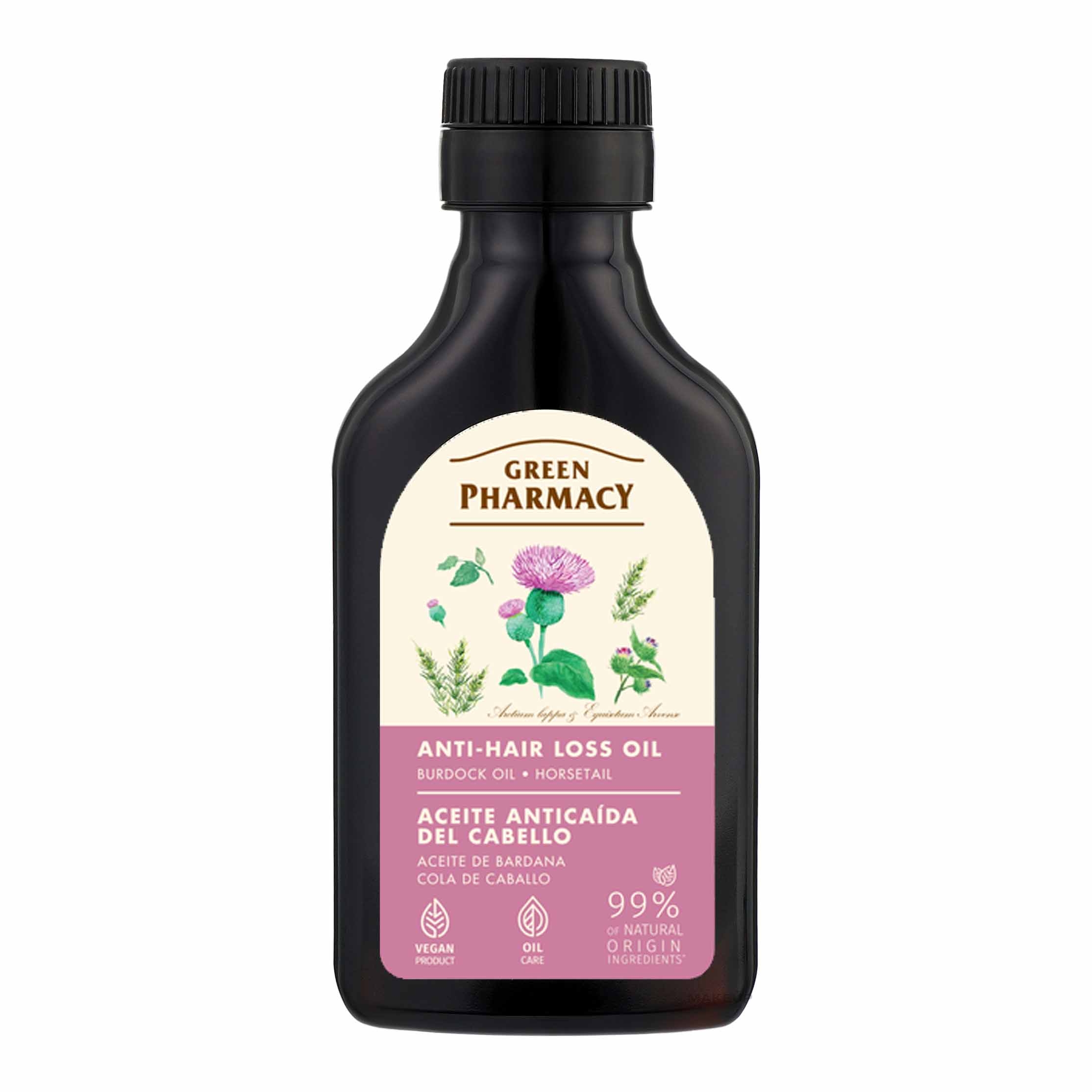 "Зеленая Аптека" - масло против выпадения волос, репейное масло и хвощ, 100 мл